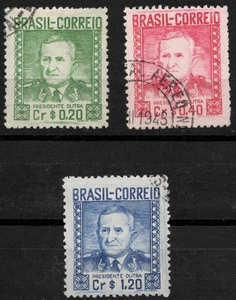 #674-#676 RHM:C231-C233 usado 1947 Brasil Presidente Eurico Gaspar Dutra - Imagen 1 de 2