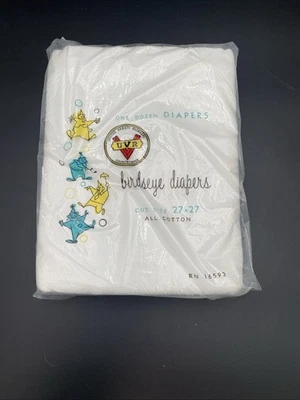 12 NOS Vintage Cloth Diapers Flat Fold Birdseye Southdown Original Package XL - Image 1 of 2