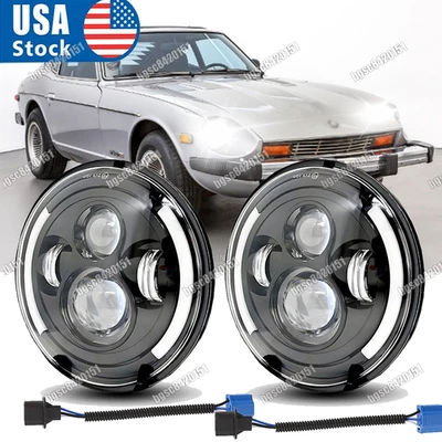 2x Faros LED redondos halo de 7" haz alto/bajo señal de giro para Datsun 240Z 260Z 280Z Foto 1 de 4