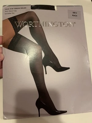 Medias altas hasta el muslo WORTHINGTON de encaje estilo 1732 - talla 3 negras JCPENNY Foto 1 de 4