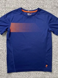 FILA Sport Boys MEDIUM Athletic T-Shirt Stretch Short Sleeve Blue Youth Crewneck - Picture 1 of 9