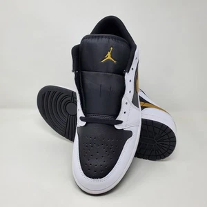 Nike Air Jordan 1 Low White Black Metallic Gold 553558-172 Men's Size 11 - Picture 1 of 11