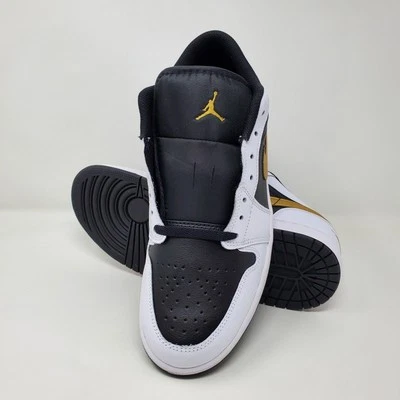 Nike Air Jordan 1 низкие белые черные металлик золотистые 553558-172 мужские размер 11 - Изображение 1 из 4