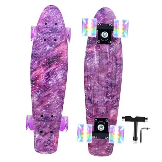 Nattork Skateboards 22 Inch Mini Cruiser Purple Skateboard Complete Retro Ska...