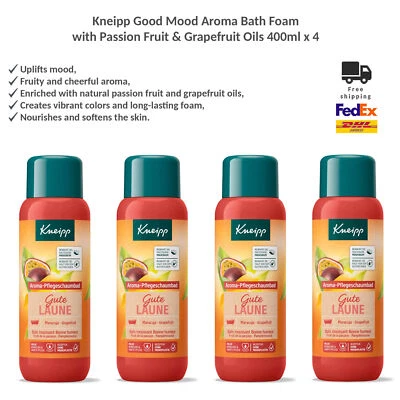 Espuma de baño Kneipp Gute Laune aceites de fruta de la pasión y pomelo eleva el estado de ánimo 4x400 ml Foto 1 de 3
