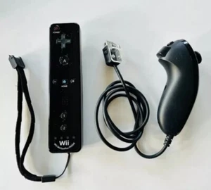 Official Nintendo Wii Remote + Motion Plus Controller OEM Black Nunchuck Wiimote - Picture 1 of 1