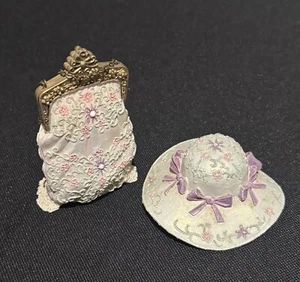 Vintage Victorian Collection By Avon Miniature Ste Of Hat Bag & Shoe Pink - Picture 1 of 6