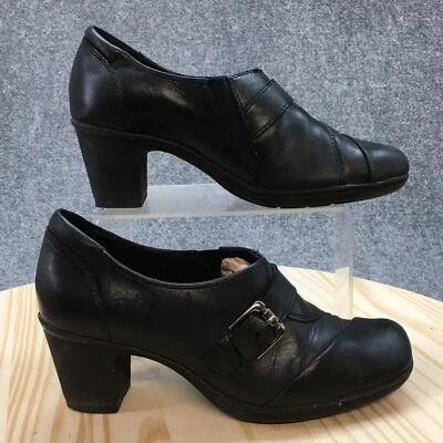 Earth Origins Botas Mujer 7 M Margaret Hebilla Botín Bajo Cuero Negro Tacones Foto 1 de 4