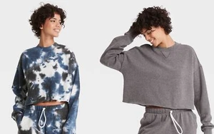 Women's Fleece Lounge Cropped Sweatshirt - Colsie - Various Colors - M - S267 - Picture 1 of 5