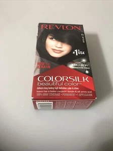 Revlon Colorsilk Beautiful Color, Permanent Hair Dye with Keratin, 11 Soft Black - Picture 1 of 4