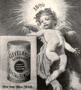 Cleveland's Baking Powder Baby New Year 1896 - Art Nouveau Vtg Antique Print Ad - Picture 1 of 3