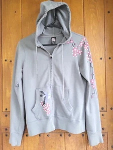 Lucky Brand Women's S Grey Hoodie w/Bird &Flowers, Full Zip Sweatshirt Jacket  - Picture 1 of 10