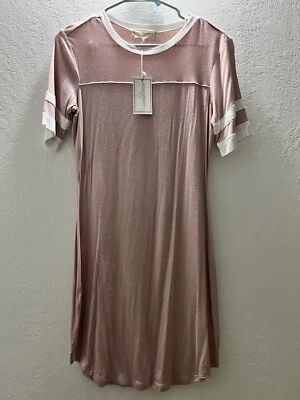 New NO COMMENT Womens Pink Short Shirt Dress M - Image 1 of 4