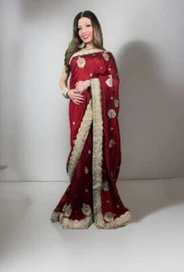 Indian Silk Saree For Women Wedding , Bridal , Festival Party wear Sari Blouse - Picture 1 of 4