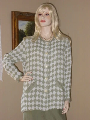 FLAX 04 de Soleil Accents ROYAL JACKET Quilted Linen MINERAL HARLEQUIN S/M NEW - Image 1 of 3