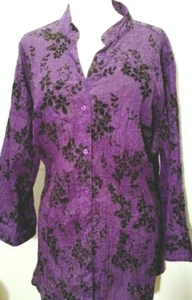Blusa CATO Talla Grande Talla 22/24 Púrpura con Acento Floral Negro - Imagen 1 de 9
