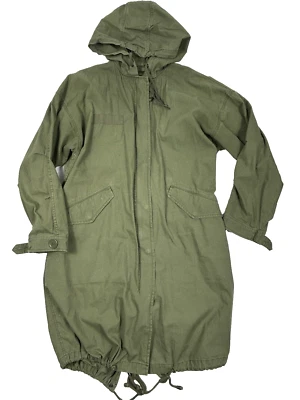 TopShop Chaqueta Parka Cola de Pescado Mujer Mediana 8 Paracaídas Utilidad Verde Ejército Capucha Foto 1 de 4