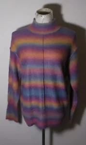 Mock BEACH LUNCH LOUNGE Rainbow Wool Blend Mock Neck Sweater Size M 8-10 NWT - Picture 1 of 6