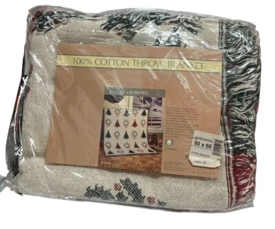 Fieldcrest Mills Seasons Christmas 100% Cotton Blanket 50X60 Made In The USA  - Image 1 of 2