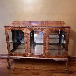 Antique Two Door Display Cabinet with Ball & Claw Feet - Picture 1 of 9