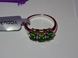 #9 Sterling Silver 1.62ct Chrome Diopside & White Topaz Ring & COA Size O - Picture 1 of 7