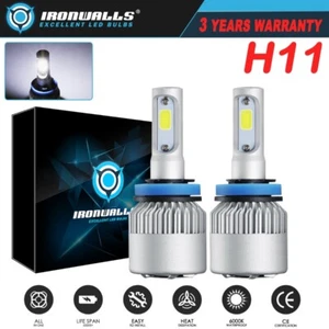 2x H11 COB LED Headlight Bulbs Kit 72W Hi/ Lo Beam For Ford Fiesta Focus Mondeo - Picture 1 of 12