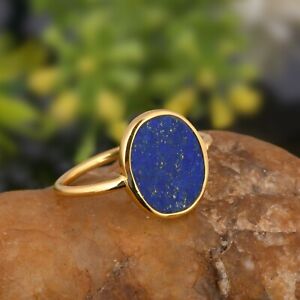 Lapis Lazuli Ring 18k Gold Plated Handmade Ring Women Ring Band Gift Ring