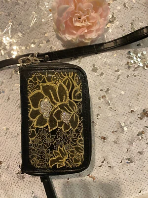 Debbie Brooks 皮革施华洛世奇装饰斜挎包钱包腕带新品 — 第 1/4 张图片