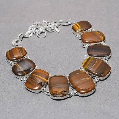 Collar de hierro ojo de tigre piedras preciosas hecho a mano moda joyería étnica 18" SR 6871 Foto 1 de 4