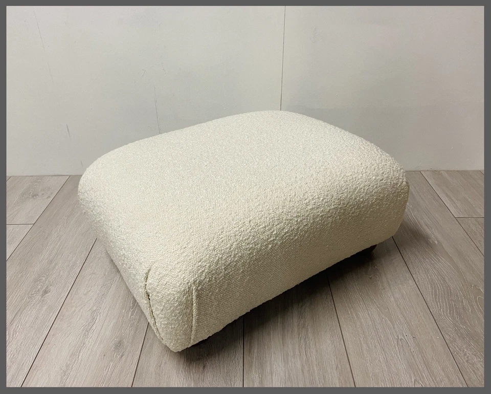White Teddy Boucle Footstool - Image 1 of 4