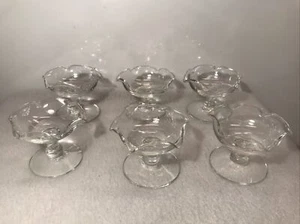 6 Mini Miniature Ice Cream Sundae Glass Footed Crimped Dishes Sherbets 1 1/2” - Picture 1 of 13