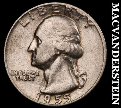 1955 Silver Washington Quarter - Scarce  Better Date  No Reserve  #F7998 - Image 1 of 2