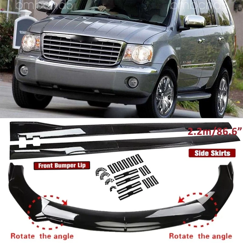 For Chrysler Aspen Gloss Black Front Bumper Lip Splitter Body Kit +Side Skirts Foto 1 de 4