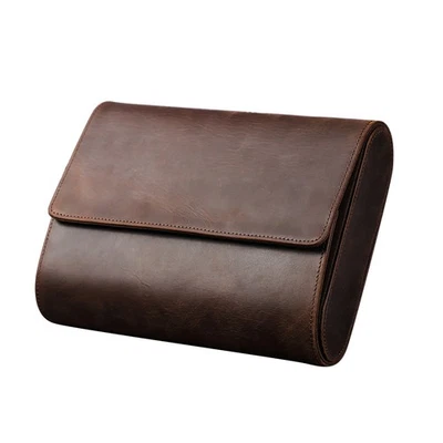 6-Slot Watch Roll Storage Box Genuine Leather Jewellry Watch Display Travel Case - Image 1 of 4