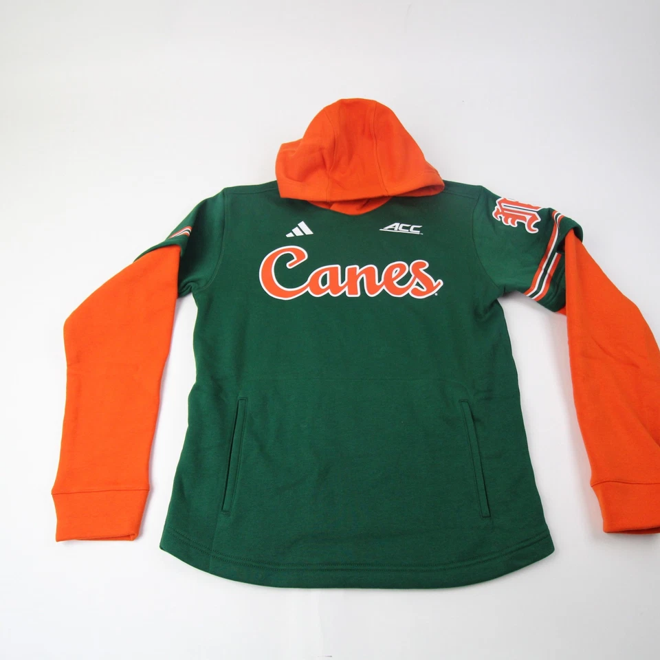 Sudadera Adidas Miami Hurricanes Para Hombre Verde/Naranja Nueva Foto 1 de 1