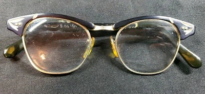 Monturas de gafas American Optical 1/10 12K GF retro ojo de gato con borde de cuerno negras de colección Foto 1 de 4