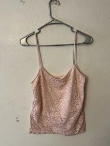 Aeropostale rosa Spitze Lieblings Cami Tank Top verstellbare Träger Größe Large - Bild 1 von 5