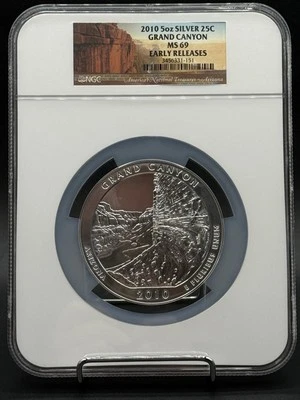Grand Canyon 2010 ATB reduced NGC MS69 Early Releases 5 oz silver - Image 1 of 4