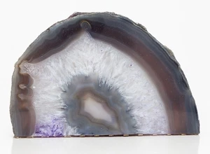 Polished Agate Geode End Half Slab Slice Purple Crystal Quartz 2.10 lbs H2236 - Picture 1 of 12