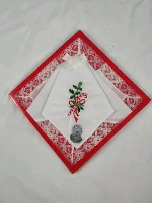 Bastón de caramelo de Navidad bordado vintage por Desco hecho en Japón nuevo con etiquetas Foto 1 de 2