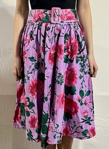 Floral High Waisted Pink Rose Print Maxi Skirt. Womens Size Small - Picture 1 of 8