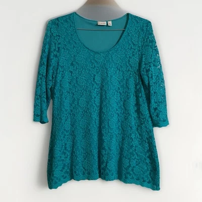 Kim Rogers Mujer Manga 3/4 Encaje Aqua Con Corpiño Forrado Talla XL Foto 1 de 4