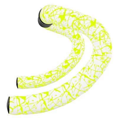 SUPACAZ Super Sticky Kush 2.5mm Bicycle Handlebar Tape - Splat White Neon Yellow - Image 1 of 4
