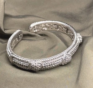 Classic JUDITH RIPKA Sterling And Sparkling White CZ Cuff Bracelet - Picture 1 of 7