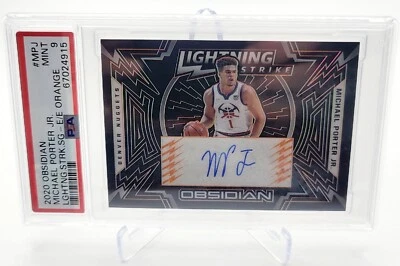 2020-21 Panini Obsidian Lightning Strike Michael Porter Jr Auto /50 Nuggets PSA  - Image 1 of 2