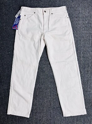Vintage LL Bean Flannel Lined 100% Cotton Cream Jeans Size 34x30 NEW WITH TAGS - Image 1 of 4