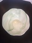 vintage milk glass green swirl 10” by 10” By 4” high bowl vase Brides Basket