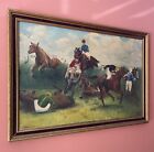 Large 1950’s English Signed Oil Painting On Canvas 75cm x 50cm