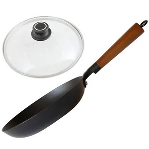 BAF induktive Bratpfanne Ø 26cm Set beschichtet Gusseisen mit Holzgriff & Deckel - Bild 1 von 8