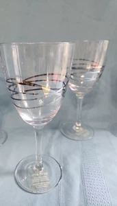 2 WEST ELM PIER 1 HANDBLOWN SILVER Swirl WINE GLASSES CLEAR NEW SOME TAGS - Picture 1 of 8